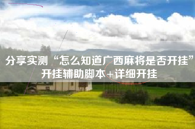 分享实测“怎么知道广西麻将是否开挂”开挂辅助脚本+详细开挂