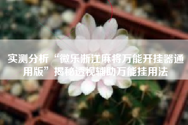 实测分析“微乐浙江麻将万能开挂器通用版	”揭秘透视辅助万能挂用法