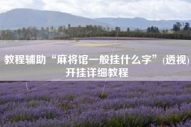 教程辅助“麻将馆一般挂什么字	”(透视)开挂详细教程