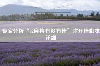 专家分析“92麻将有没有挂”附开挂脚本详细