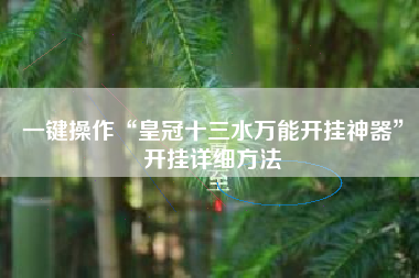 一键操作“皇冠十三水万能开挂神器	”开挂详细方法