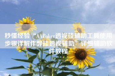 秒懂经验“AAPoker透视挂辅助工具使用步骤详解作弊挂透视辅助”详细辅助软件教程