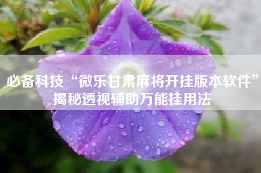 必备科技“微乐甘肃麻将开挂版本软件”揭秘透视辅助万能挂用法