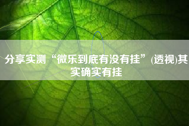 分享实测“微乐到底有没有挂	”(透视)其实确实有挂