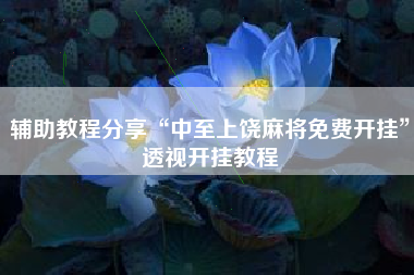 辅助教程分享“中至上饶麻将免费开挂	”透视开挂教程