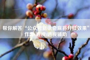 帮你解答“公众号新讯奇麻将开挂效果”作弊(透视)透视辅助