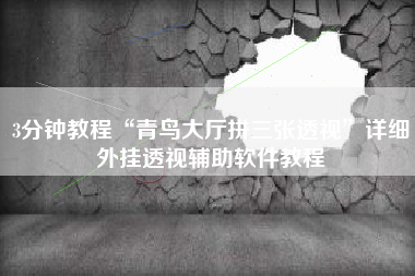 3分钟教程“青鸟大厅拼三张透视”详细外挂透视辅助软件教程