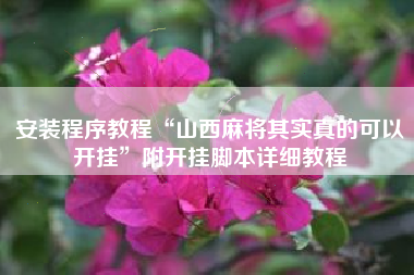 安装程序教程“山西麻将其实真的可以开挂”附开挂脚本详细教程