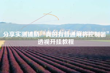 分享实测辅助“真的有普通麻将控制器”透视开挂教程