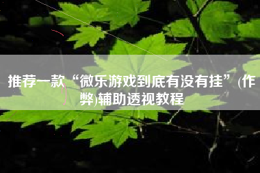 推荐一款“微乐游戏到底有没有挂”(作弊)辅助透视教程