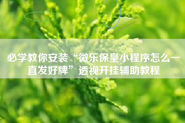 必学教你安装“微乐保皇小程序怎么一直发好牌	”透视开挂辅助教程