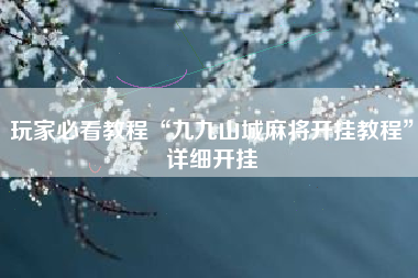 玩家必看教程“九九山城麻将开挂教程”详细开挂