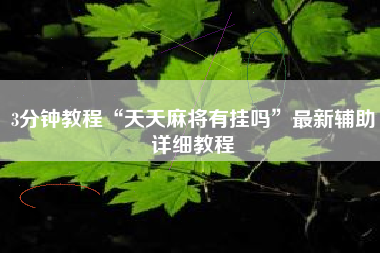 3分钟教程“天天麻将有挂吗”最新辅助详细教程
