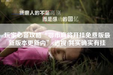 玩家必备攻略“鄂市麻将开挂免费版最新版本更新内	”(透视)其实确实有挂