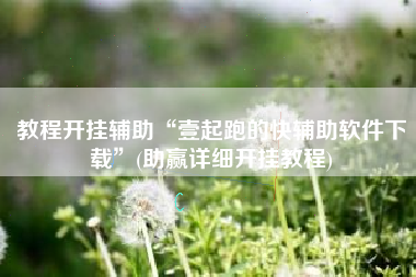 教程开挂辅助“壹起跑的快辅助软件下载”(助赢详细开挂教程)