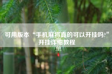 可用版本“手机麻将真的可以开挂吗?”开挂详细教程