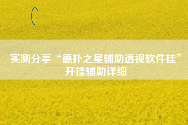 实测分享“德扑之星辅助透视软件挂”开挂辅助详细