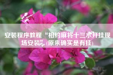 安装程序教程“相约麻将十三水开挂现场安装	”(原来确实是有挂)