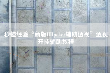秒懂经验“新版HHpoker辅助透视”透视开挂辅助教程