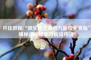 开挂教程“微乐河北麻将万能挂免费版	”揭秘透视辅助万能挂用法