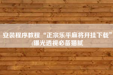 安装程序教程“正宗乐平麻将开挂下载	”(曝光透视必备猫腻