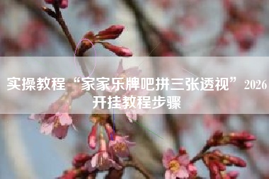 实操教程“家家乐牌吧拼三张透视”2026开挂教程步骤