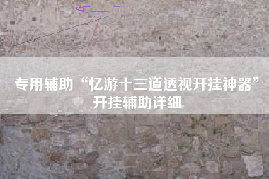 专用辅助“忆游十三道透视开挂神器”开挂辅助详细