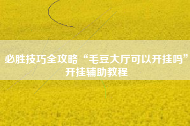 必胜技巧全攻略“毛豆大厅可以开挂吗”开挂辅助教程