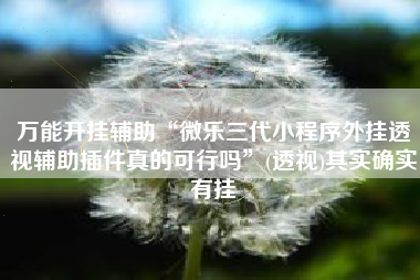 万能开挂辅助“微乐三代小程序外挂透视辅助插件真的可行吗”(透视)其实确实有挂