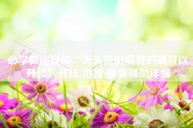 必学教你安装“天天贵阳麻将的确可以开挂”开挂(透视)最新辅助详细