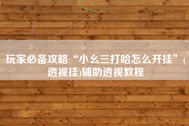 玩家必备攻略“小幺三打哈怎么开挂	”(透视挂)辅助透视教程