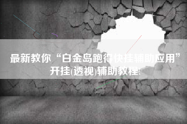最新教你“白金岛跑得快挂辅助应用”开挂(透视)辅助教程!