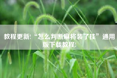 教程更新!“怎么判断麻将装了挂”通用版下载教程!