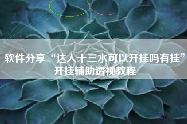 软件分享“达人十三水可以开挂吗有挂	”开挂辅助透视教程