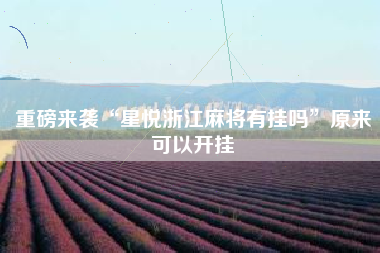 重磅来袭“星悦浙江麻将有挂吗”原来可以开挂