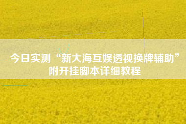 今日实测“新大海互娱透视换牌辅助”附开挂脚本详细教程