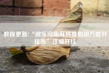 教程更新!“微乐河南麻将推倒胡万能开挂器	”详细开挂