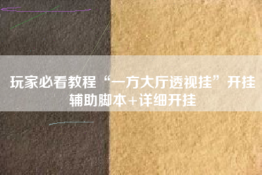 玩家必看教程“一方大厅透视挂”开挂辅助脚本+详细开挂