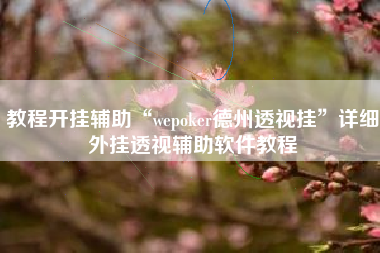 教程开挂辅助“wepoker德州透视挂”详细外挂透视辅助软件教程