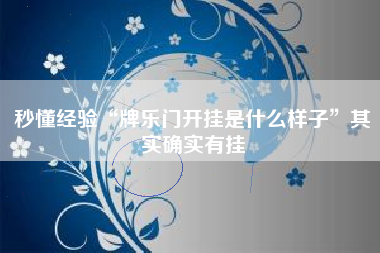 秒懂经验“牌乐门开挂是什么样子”其实确实有挂