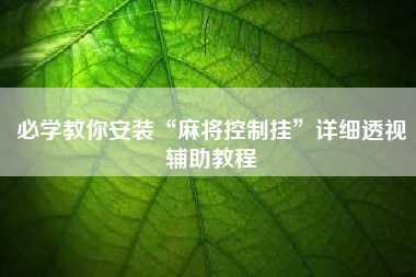 必学教你安装“麻将控制挂”详细透视辅助教程