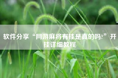 软件分享“网游麻将有挂是真的吗?”开挂详细教程