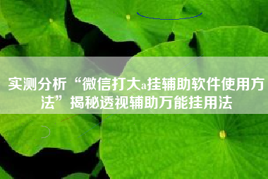 实测分析“微信打大a挂辅助软件使用方法”揭秘透视辅助万能挂用法
