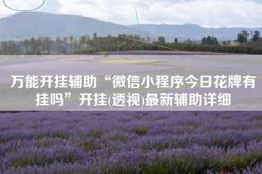 万能开挂辅助“微信小程序今日花牌有挂吗”开挂(透视)最新辅助详细