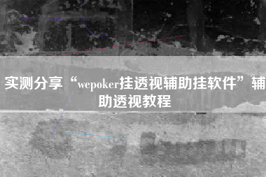 实测分享“wepoker挂透视辅助挂软件”辅助透视教程