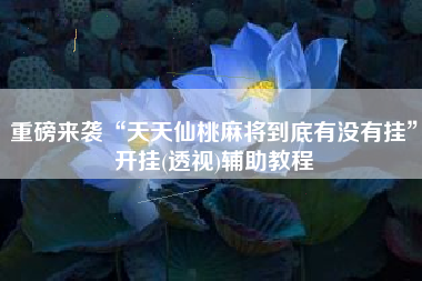 重磅来袭“天天仙桃麻将到底有没有挂”开挂(透视)辅助教程