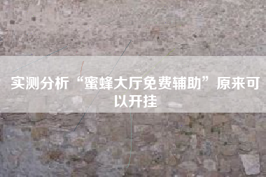 实测分析“蜜蜂大厅免费辅助”原来可以开挂