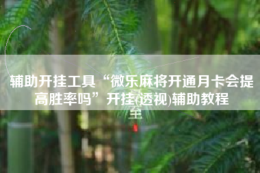 辅助开挂工具“微乐麻将开通月卡会提高胜率吗”开挂(透视)辅助教程