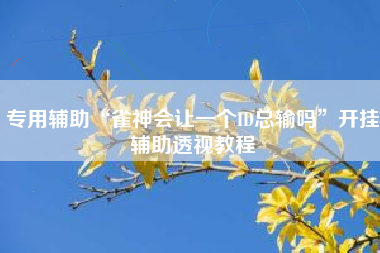 专用辅助“雀神会让一个ID总输吗	”开挂辅助透视教程