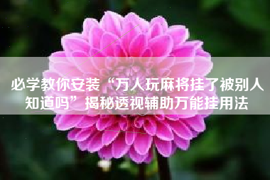 必学教你安装“万人玩麻将挂了被别人知道吗”揭秘透视辅助万能挂用法